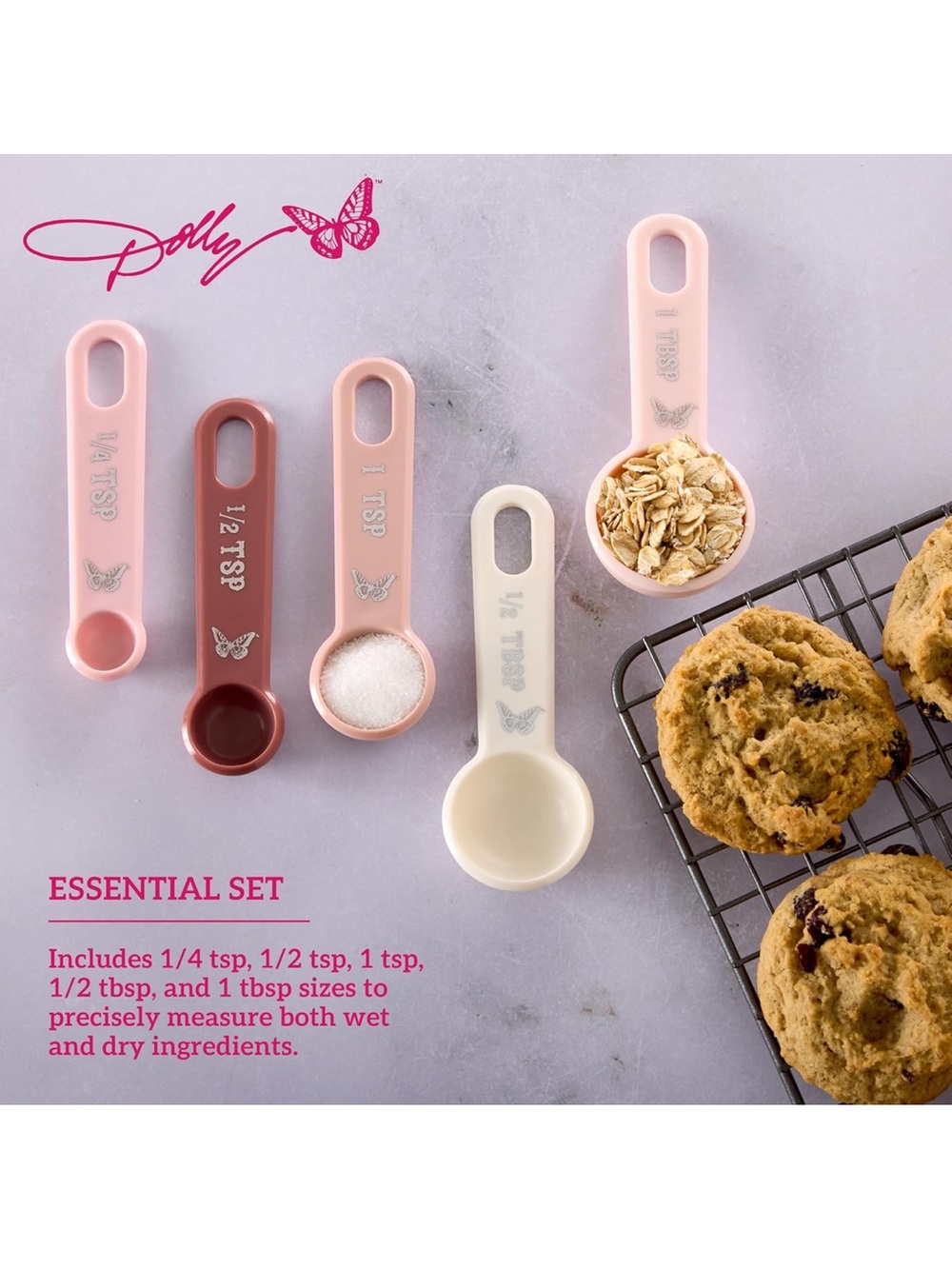 Dollcake Pastel Pink & Cream Measuring Spoon Set